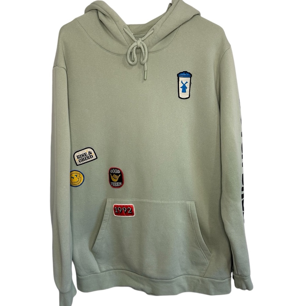 Dutch Bros MEDIUM+XXL  Mint Patch Hoodie “Rise & Grind” “Good Vibes” 1992
